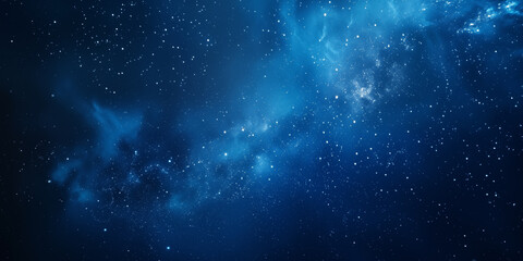 Naklejka premium The Milky Way in space, a night sky full of stars. A night sky illuminated by stars, the bright Milky Way, and a soft blue glow. A beautiful space background with a starry sky and the vast universe.