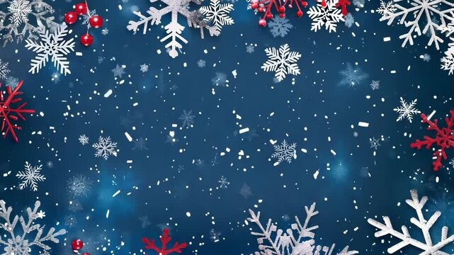 Blue background with snowflake border