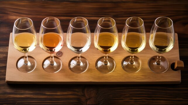 glasses white wine top view