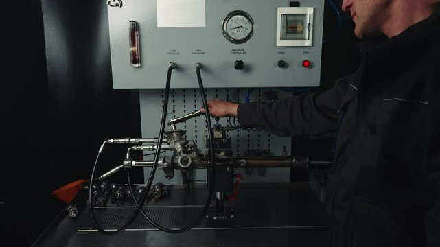 Test bench for diagnosing power steering racks under pressure