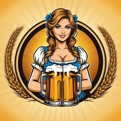 oktoberfest girl with beer content created with generative AI software