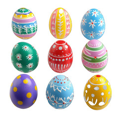Colorful Easter Eggs with Various Designs