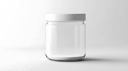 Clear Glass Jar with White Lid Mockup