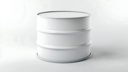 Obraz premium White Metal Barrel Container Mockup Isolated on White Background