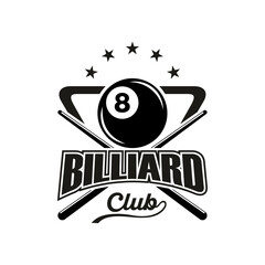 Billiards logo design vector. Sport labels for poolroom. Billiards club logo template.