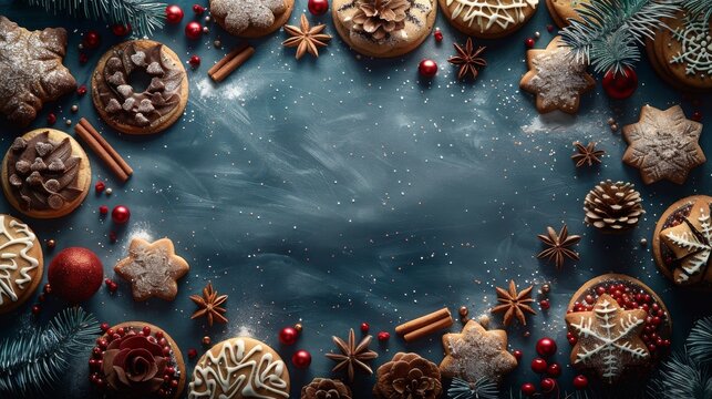 Minimalist Background: Delicious Chocolate Cookie Illustration for Sweet Desserts and Holiday Celebrations