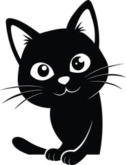 Black Cat Peeking vector illustration design. Black cat isolated on white background. Black cat looking out the window