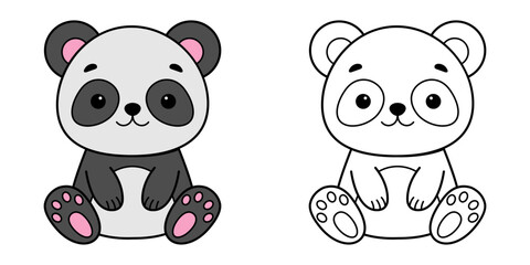 Cute panda. Coloring for kids. Vector illustration © Mayartlab