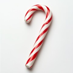 A classic candy cane with red and white stripes, perfect for holiday decorations and festive treats.