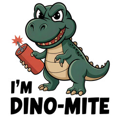 Dino-mite, dinosaur with mite, funny design