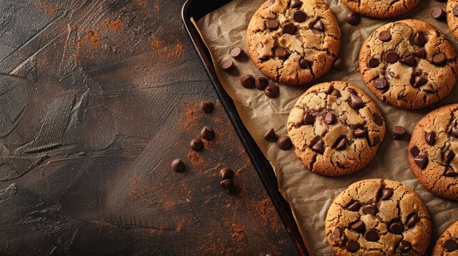Minimalist Background: Delicious Chocolate Cookie Illustration for Sweet Desserts and Holiday Celebrations