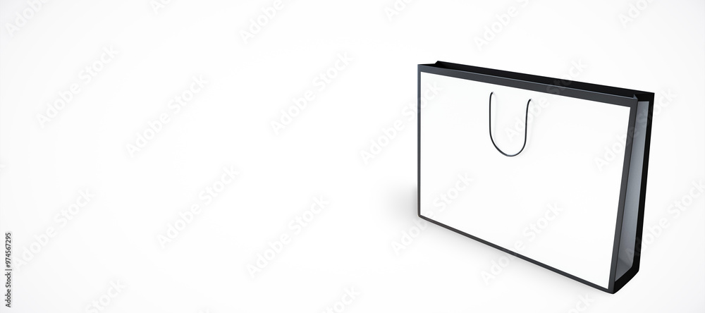 Poster White shopping bag on a white background with copy space. 3D Rendering