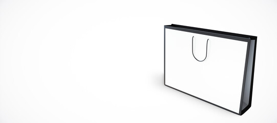 White shopping bag on a white background with copy space. 3D Rendering