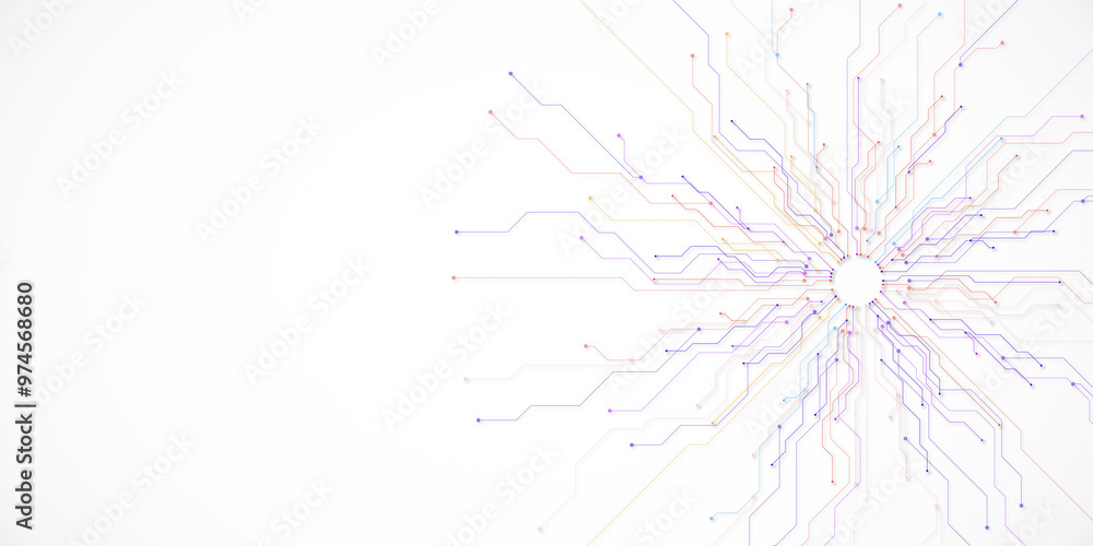 Poster abstract circuit board design on white background. 3d rendering