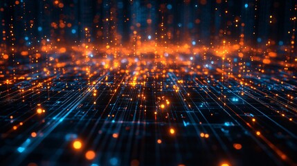 Obraz premium Futuristic Networked Digital Matrix Background for Overlays