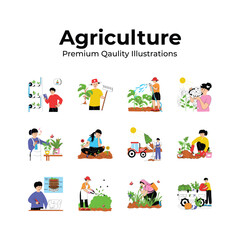 Pack of agriculture illustrations in modern design style