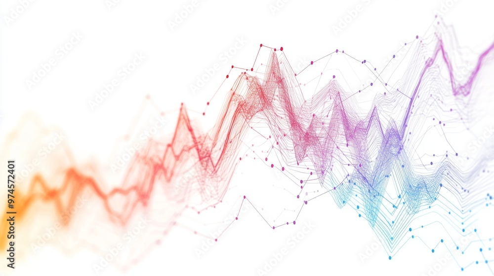 Poster a digital financial chart showing stock prices fluctuating over time, with a clear focus on the upwa
