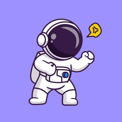 Fototapeta premium Cute Astronaut Angry Fighting Cartoon Vector Icon Illustration Science Technology Icon Concept Isolated Premium Vector. Flat Cartoon Style