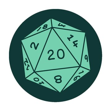 iconic tattoo style image of a d20 dice