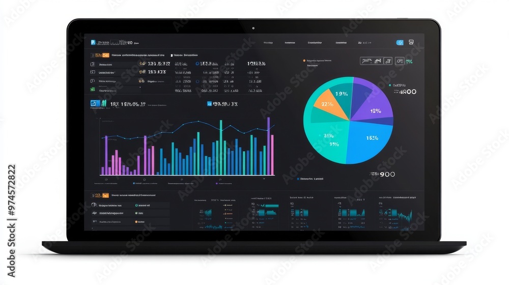 Leinwandbilder a digital financial dashboard with interactive pie charts, displaying real-time data on investment p