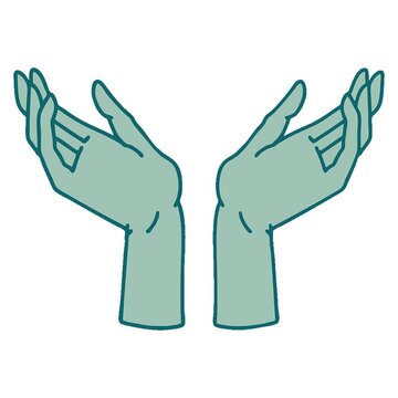 iconic tattoo style image of open hands
