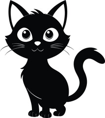 Black Cat vector illustration design. Black cat isolated on white background. Black cat looking out the window