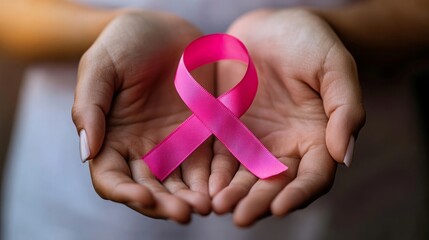 Pink Ribbon Hope: Close-Up Image of Breast Cancer Awareness Symbol