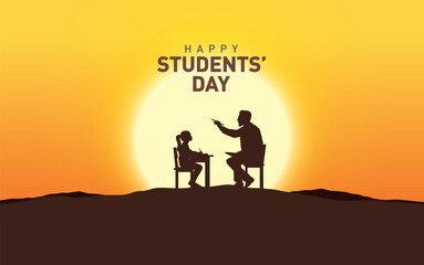 Happy students' day concept vector illustration background. Creative students' day vector education concept.