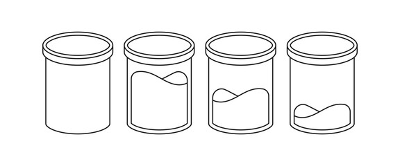 Black and white illustration of a laboratory test tube. Illustration with black outline
