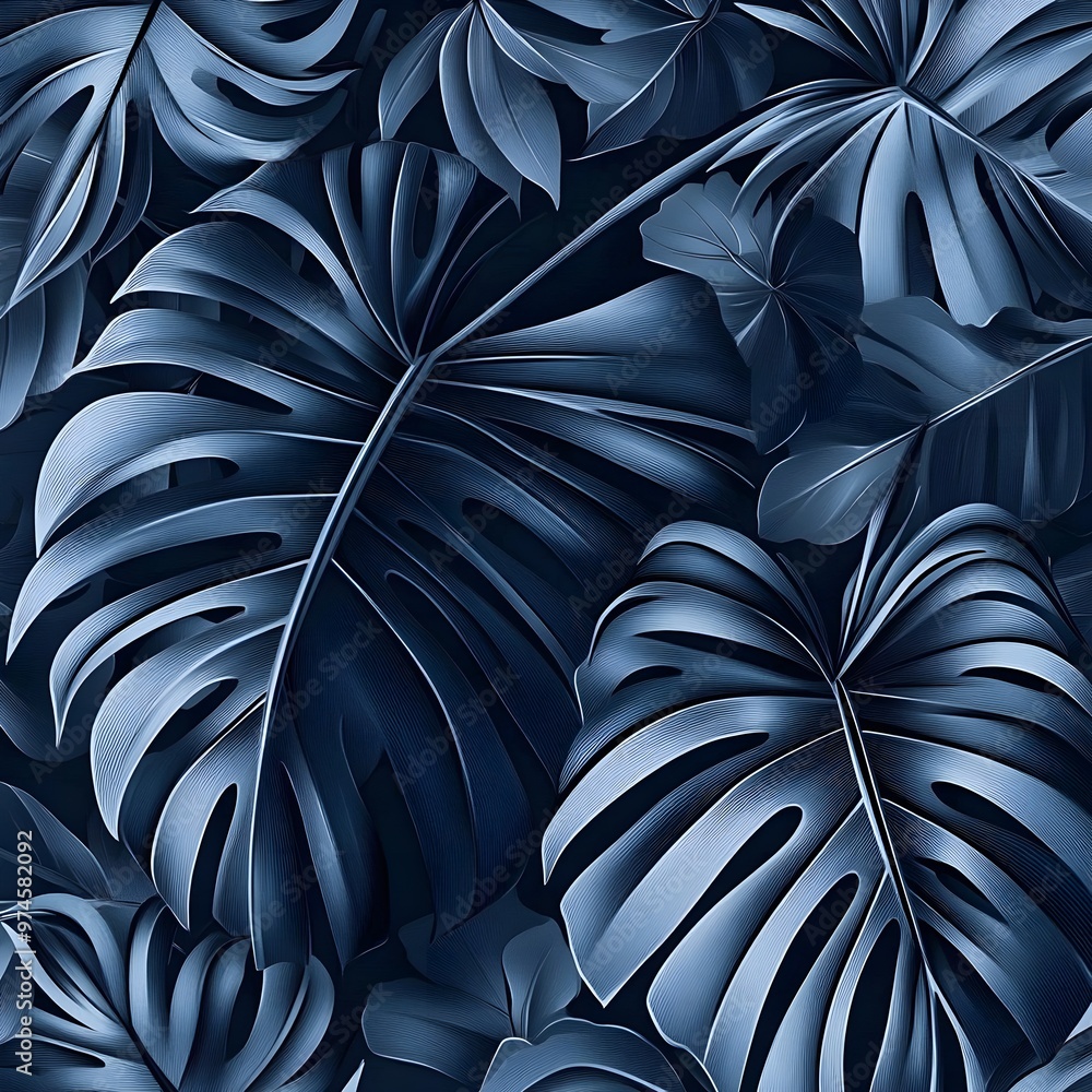 Sticker blue tropical leaf background