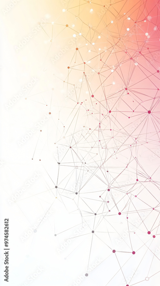 Poster abstract network of dots and lines on a vibrant backdrop with space for text