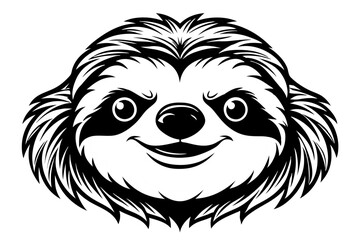 A sloth head vector line art illustration