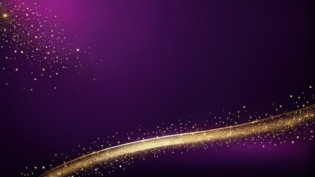 A shimmering golden wave on a deep purple background, ideal for festive or celebratory themes.