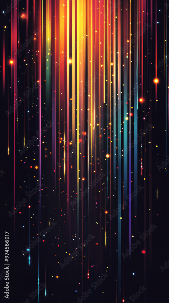 Leinwandbilder Abstract background with colorful lines of light falling on a dark background, creating a sense of speed and energy