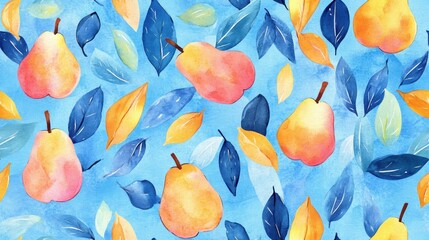 Seamless repetitive pattern background of fresh pear for fabric design