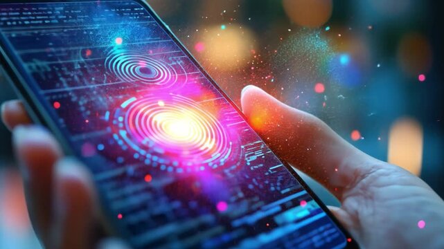 A close-up of a person hand holding a smartphone with an AI-powered virtual assistant responding to a command, showcasing technology in daily use.
