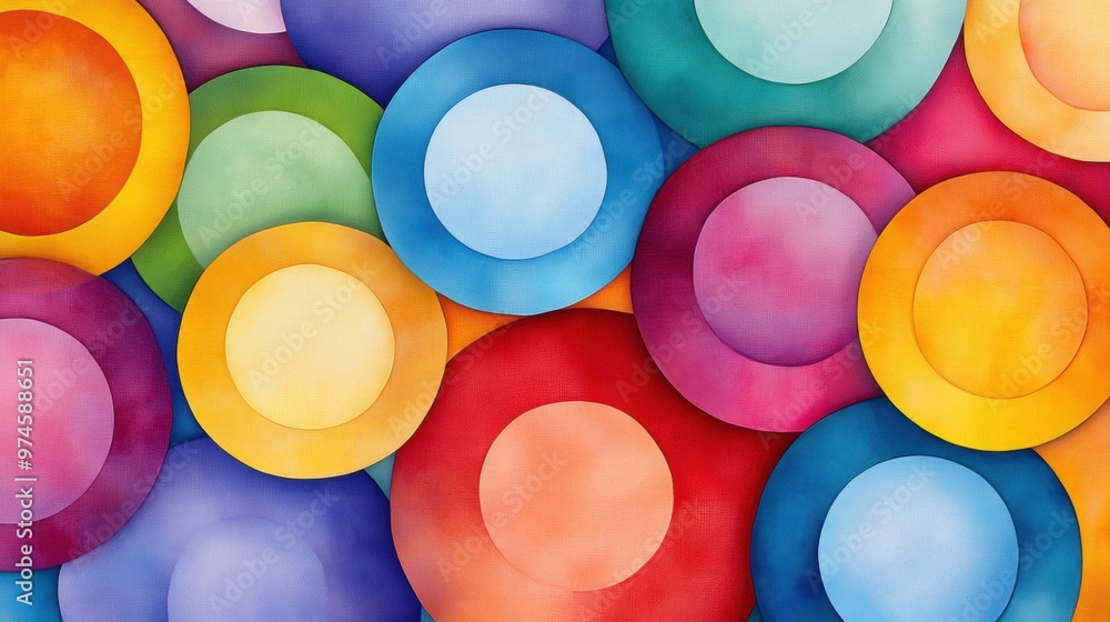 Aufkleber a colorful circles are arranged in a pattern on top of each other, ai