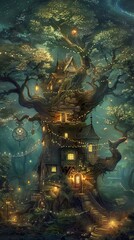 Obraz premium Enchanting Treehouse in a