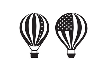 Obraz premium Hot air balloon silhouette vector illustration, Hot air balloon silhouette vector, Hot air balloon silhouette PNG 