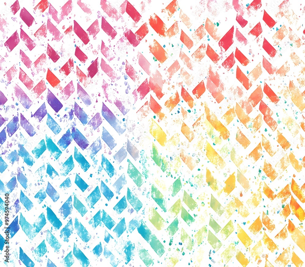 Canvas Prints rainbow watercolor chevron pattern