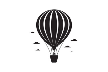 Naklejka premium Hot air balloon silhouette vector illustration, Hot air balloon silhouette vector, Hot air balloon silhouette PNG 