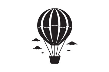 Obraz premium Hot air balloon silhouette vector illustration, Hot air balloon silhouette vector, Hot air balloon silhouette PNG 