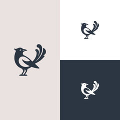 bird magpie animal nature logo vector illustration template design