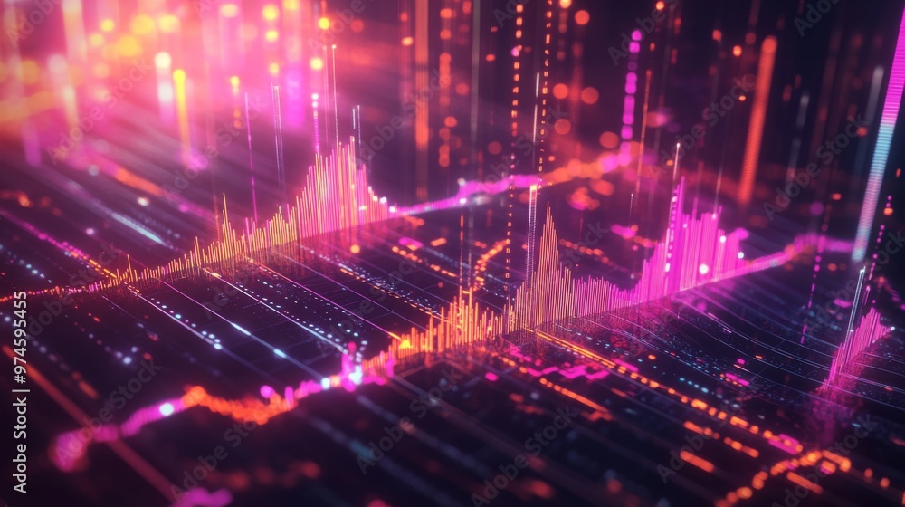 Leinwandbilder a futuristic financial graph with 3d elements, highlighting significant growth in the global economy