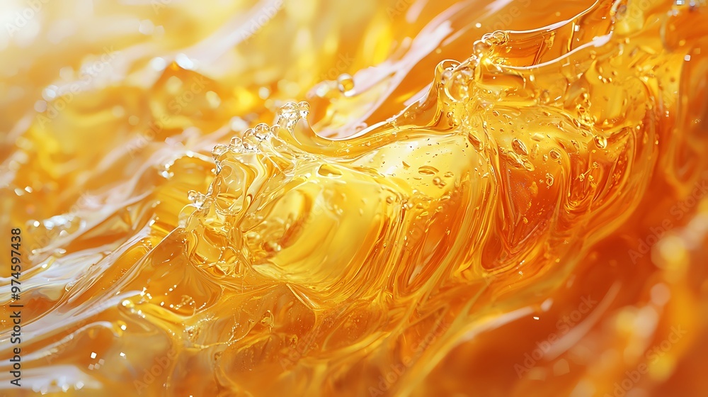 Poster an abstract orange liquid texture swirls across the background, creating a dynamic and fluid visual.