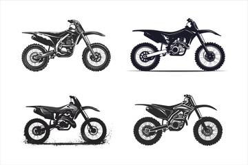 Silhouette of a motocross rider on a dirt bike.
