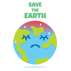 Save the planet. Cute cartoon Earth Day vector clip art illustration.