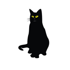 Cat silhouette. Vector silhouette of cat on white background.
