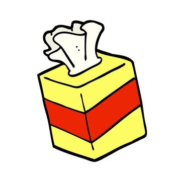hand drawn doodle style cartoon tissue box