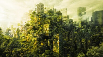 Obraz premium Urban Jungle: Where Nature Meets Architecture in 3D Art 1